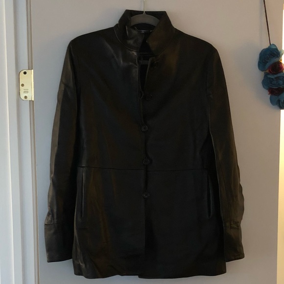 Donald J Pliner Button Front Leather Jacket - Picture 2 of 5